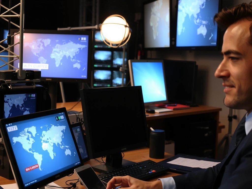 Editor de noticias trabajando